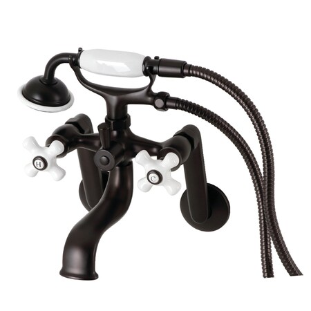 Kingston Brass Tub Wall Mount Clawfoot Tub Faucet with Hand Shower, Oil Rubbed Bronze KS229PXORB